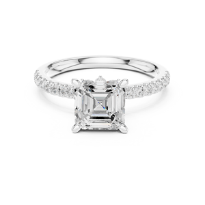 แหวนทองคำขาว 14k แบบคลาสสิค ประดับเพชรทรง Asscher  4 ขา  ได้รับการรับรองจาก GRA  เพชรเพาะเลี้ยงในห้องปฏิบัติการ สำหรับผู้หญิง-แหวนหมั้น-แหวนแต่งงาน - Product Image 1