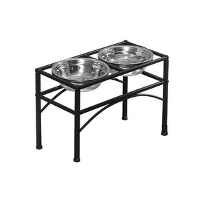 สถานีให้อาหารสัตว์เลี้ยงสแตนเลสพร้อมชาม 2 ใบ ดีไซน์ทรงสี่เหลี่ยมแบบอุตสาหกรรมอเนกประสงค์ - Product Image 1