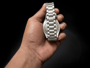 Montre à quartz analogique en acier inoxydable avec cadran puzzle coloré, mode masculine, boîtier rond, affichage de la date - Product Image 2