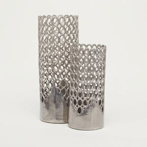 Florero Moderno de Metal Dorado con Textura Cincelada, Centro de Mesa Ovalado Decorativo de Aluminio para Sala de Estar, Hotel y Bodas - Product Image 3