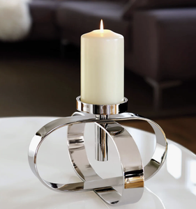 Support de bougie moderne en métal, design géométrique à boucles entrelacées, porte-bougie décoratif pour bougies piliers, décoration de table, centre de table - Product Image 5