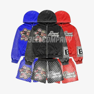 Brand Clothing Kids Streetwear Hoodie and Shorts <b>Set</b> – Full Sleeve Zipper Casual Streetwear <b>Two</b> <b>Piece</b> Outfit Sweatwear - Product Image 1