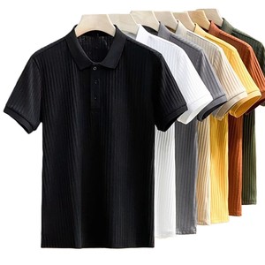 Camiseta Polo de Manga Corta para Hombre, Elástica, con Rayas Acanaladas y Logotipo Personalizado Bordado, Estilo Casual de Negocios, Precio de Fábrica en China, OEM - Product Image 1