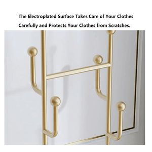 Porte-vêtements autoportant en métal doré robuste avec base en marbre, support polyvalent pour vêtements et rangement de chapeaux pour chambre à coucher - Product Image 5