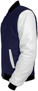 Blouson universitaire d'hiver confortable et personnalisable pour homme, grande taille, en toile de haute qualité avec manches en cuir et col montant - Product Image 2