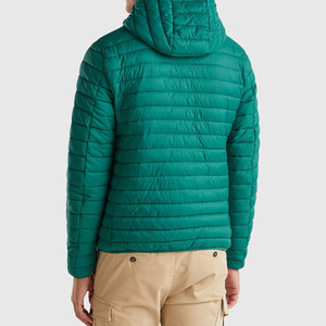 Men's Teal Hooded Puffer <b>Jacket</b> Windproof Casual <b>Winter</b> Polyester Zipper Coat Regular Fit Custom OEM ODM Wholesale - Product Image 4