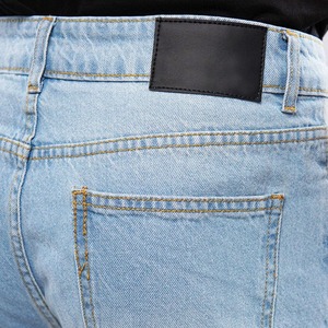 Jean en denim délavé coupe droite pour homme, taille mi-haute, coupe classique, en coton, style décontracté printemps, bleu clair - Product Image 5