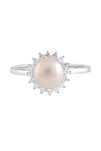 Pearl and Cz Ring in 92.5 Sterling Silver KLSR-11885 - Product Image 2