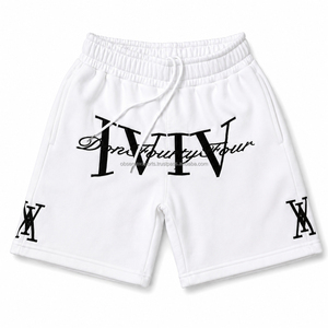 Shorts de survêtement streetwear premium en molleton bouclette de coton épais, décontractés, couleur unie, brodés pour homme - Product Image 6