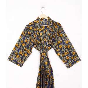 Bata Kimono de Satén 100% Algodón, Romántica, Sexy y Transpirable, con Estampado Floral para Mujer, Ropa de Dormir de Primavera/Verano, Ropa de Playa - Product Image 3