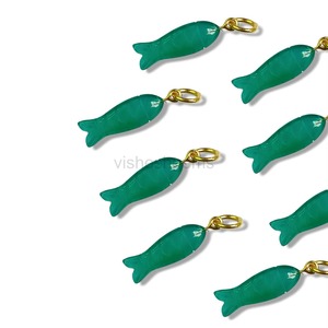 Colgante de Pez de Ónix Verde Natural, Precio al por Mayor, Chapado en Oro, Tallado a Mano, Colgante de Pez Koi con Gema, para Fabricación de Joyas - Product Image 2