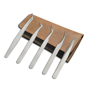 Professional German Stainless Steel Custom Straight & Curved Tip Eye Lash Tweezers Reasonable Price Eyelash Tweezers Beauty <b>tool</b> - Product Image 1