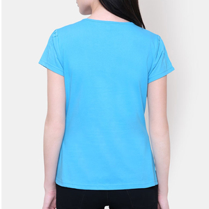 เสื้อยืดสำหรับผู้หญิงสีพื้นระบายอากาศน้ำหนักเบาเสื้อยืดผ้าฝ้าย100% - Product Image 2
