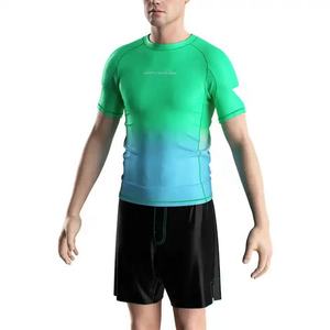 Professional Men BJJ Rashguard Short Sleeve MMA Compression Shirt Gradient Jiu Jitsu Training Wear Breathable <b>Surfing</b> Rash Guard - Product Image 3