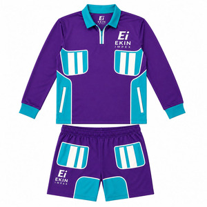 Custom Logo <b>Men's</b> Purple Teal 100% Cotton Quick Dry Sports Tracksuit <b>Jacket</b> Shorts Set | Quarter-Zip Long Sleeve Athletic <b>Summer</b> - Product Image 1