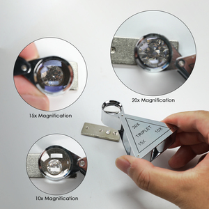 Lupa de Joyería Triangular Plegable 3 en 1 |   Lupa de triple lente 10x/15x/20x para sellos, monedas, antigüedades y coleccionistas (OEM) - Product Image 5