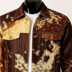 Trendy Men Cow Pattern <b>Jacket</b> Faux Fur Black White Long Sleeve Winter Fashion Coat <b>Western</b> Style Autumn Wear - Product Image 3