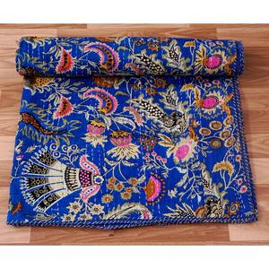 Couette Kantha ethnique vintage artisanale du Rajasthan, fabriquée en Inde, en coton imprimé, cousue à la main, confortable et de haute qualité - Product Image 5