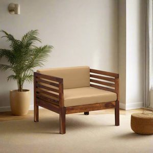 Sofá 1 Sester Hecho de Madera de Teca Sólida de Alta Calidad con Acabado Marrón para Uso en Interiores o Exteriores. - Product Image 5