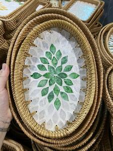 ถาดเก็บของหวายสานมือ ถาดจัดระเบียบบนโต๊ะทำจากหวายธรรมชาติ ถาดเสิร์ฟอเนกประสงค์จากไม้ไผ่ สำหรับตกแต่งบ้าน ห้องครัว และโต๊ะเครื่องแป้ง - Product Image 3