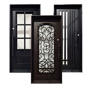 Puerta de entrada de hierro forjado a mano con paneles de vidrio, con un diseño exquisito y fácil montaje; adecuada para uso en exteriores. - Product Image 5