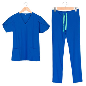 Tunique d'infirmière médicale en tissu tissé pour femmes, 72% polyester, 21% rayonne, 7% élasthanne, extensible dans les quatre sens - Product Image 4