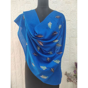 Fine <b>Wool</b> Leaf Embroidery Stoles Wholesale Luxury 80% Fine <b>Wool</b> 20% Silk Soft Warm Elegant Designer Shawls Lightweight 70x200 cm - Product Image 4