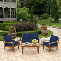Ensemble de coussins de siège carrés en mousse à mémoire de forme pour l'extérieur avec tissu écologique hydrofuge pour meubles de patio