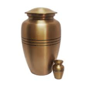 Urne funéraire en laiton gaufré soleil pour cendres humaines, taille adulte, avec couvercle fileté sécurisé et finition en étain et or - Product Image 2
