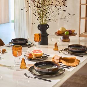 Assiette Rustique en Céramique Effet Sable, Finition Glaçure Texturée, Bordure Marron Terreux, Résistante à la Chaleur, Empilable, Idéale pour la Repas Quotidien - Product Image 4