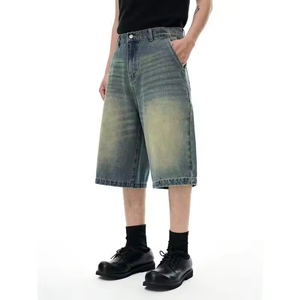 Shorts Bermuda en Denim Délavé pour Homme, Couleur Unie, Style Décontracté, Cordon de Serrage, 100% Coton Respirant, Écologique, Séchage Rapide, Toile - Product Image 6