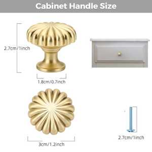 ลูกบิดตู้สีทอง ทองเหลืองขัดเงา โลหะผสมสังกะสี สำหรับลิ้นชักตู้ครัว ตู้เสื้อผ้า ประตูตู้ - Product Image 2