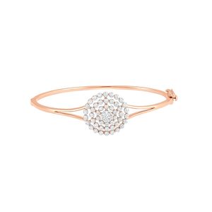 Rose Gold Lab Grown Diamond Round Cluster Halo <b>Bangle</b> <b>Bracelet</b> - Product Image 2