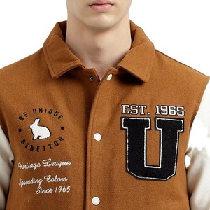 Chaqueta Varsity Gruesa de Invierno para Hombre, de Alta Calidad, con Bordado Chenille y Mangas de Cuero, Personalizable con Letras de Béisbol - Product Image 3