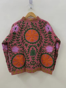 Chaqueta de Invierno Unisex Bohemia Étnica Abierta por Delante, Bordada a Mano con Hilo de Algodón Suzani Floral, Transpirable - Product Image 3