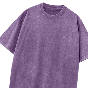 T-shirt vintage oversize à manches courtes en polyester/coton délavé à l'acide, avec logo personnalisé sur le devant, style streetwear, 220g, vierge, OEM - Product Image 4