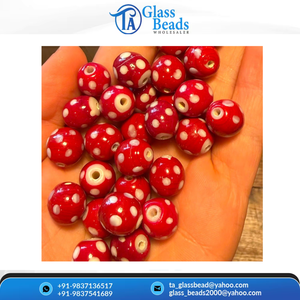 Cuentas de vidrio rojas con forma de corazón, cuentas redondas con ojo blanco y lunares para bricolaje, collar llamativo, suministros de joyería, venta al por mayor de fábrica - Product Image 4