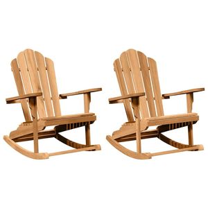 Ensemble de 2 chaises à bascule Adirondack Marron 100 x 77 x 99 cm pour usage en jardin - Product Image 2