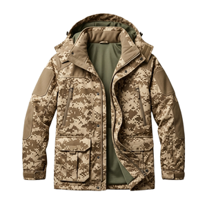 HYPEN SPORTS <b>Men's</b> Winter <b>Soft</b> <b>Shell</b> Breathable Waterproof Hunting <b>Jacket</b> Polyester/Cotton Full Sleeve - Product Image 1