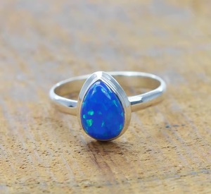 <b>Blue</b> <b>Opal</b> 925 Sterling Silver <b>Ring</b> Handmade Pear Shape Gemstone <b>Ring</b> December Birthstone Fine Jewelry Gift for Women - Product Image 6