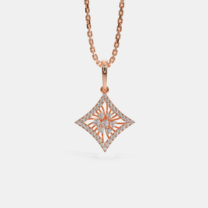 14K Rose Gold Geometric Floral Lab Grown Diamond Pendant Necklace - Product Image 1