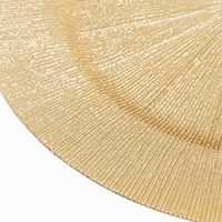Goldene Acryl-Platzteller mit Sonnenstrahlen-Design, Runde Strukturierte Tischdekoration für Hochzeiten, Dinner-Partys und Events