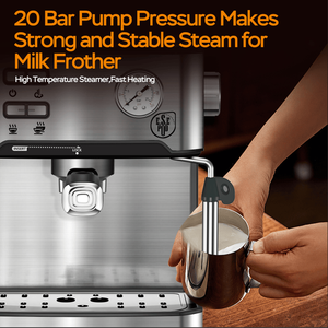 Macchina per Caffè Espresso Domestica 20 Bar Semi-Automatica con Montalatte, Display Visivo di Temperatura e Pressione, Potenza 1350W - Product Image 4