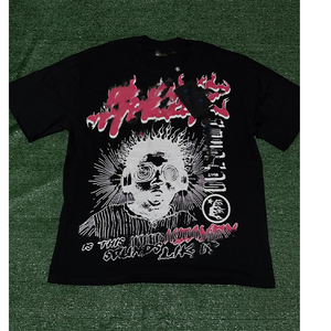 เสื้อยืดสตรีทแวร์ผู้ชายทรงโอเวอร์ไซส์ ผ้าคอตตอน 100% หนานุ่ม พิมพ์ลายโลโก้ด้านหน้า สไตล์วินเทจฟอกสีแบบแอซิดเฟด - Product Image 1