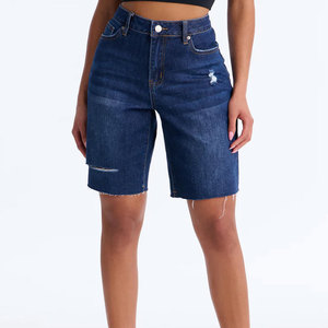 Shorts en jean taille haute respirants pour femme, coupe droite, déchirés, sexy, plusieurs couleurs, service OEM – Nouvelle collection super tendance - Product Image 4