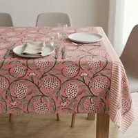 Nappe imprimée à la main motif floral en coton, style rustique, cadeau de pendaison de crémaillère, prix de gros