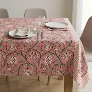 Block Print Tablecloth Floral Cotton <b>Table</b> <b>Cover</b> <b>Table</b> Cloth Farmhouse Tablecloth Housewarming Gift in Wholesale Price - Product Image 4