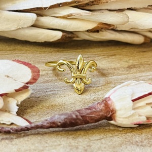 Anillo de latón gótico con flor de lis de estilo moderno para mujer, chapado en oro de 18k, joyería vintage delicada hecha a mano, venta al por mayor/OEM - Product Image 6