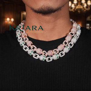 Collar de Moissanita con Diseño de Esqueleto, Chapado en Oro Rosa de 18K sobre Plata S925, Cadena de Eslabones, Joyería de Lujo Unisex para Fiestas - Product Image 2