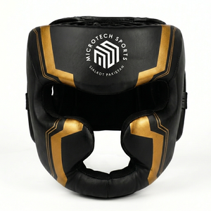 Protector de Cabeza de Boxeo con Logotipo Personalizado Negro Dorado, Protector de Cabeza de Cuero PU para Entrenamiento de Sparring, Protección Facial Estilo Mexicano OEM - Product Image 2